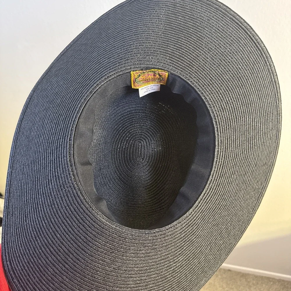Scala Woven Paper Wide Brim Womens Sun Beach Hat Visor Black One Size 4.75